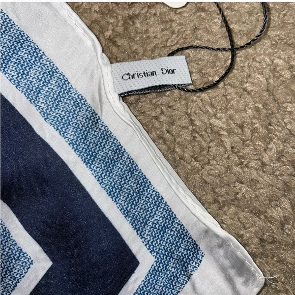 Christian Dior Blue and White 100% Silk Scarf - Picture 3 of 3